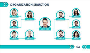 Синий с аватаром организационная структура компании шаблон PPT
