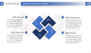 Синий свежий шаблон PPT SWOT-анализа
