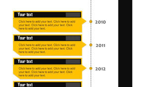 Matériel de chronologie PPT vertical accrocheur jaune et noir