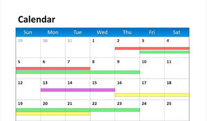 Farblayout Arbeitsfortschritt PPT-Kalendervorlage