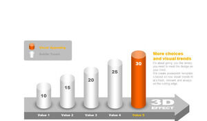 Color 3D three-dimensional PPT column chart template material