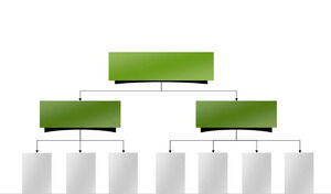 Green three-tier organizational chart PPT template