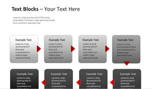 Kotak teks hitam dan abu-abu petunjuk langkah proses template PPT