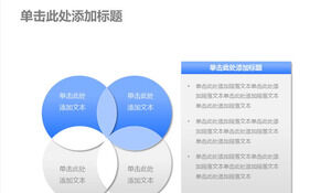 Caixa de descrição de texto azul Modelo de PPT de diagrama de Venn