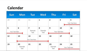 Material șablon PPT pentru calendarul de lucru albastru și roșu