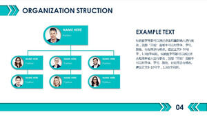 Avatar şirket organizasyon şeması PPT şablonu ile Mavi