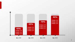 Red axis percentage data PPT column chart