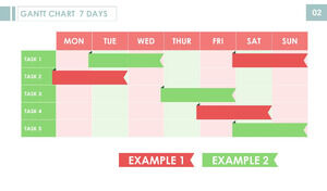 Colorido siete días a la semana PPT material de plantilla de diagrama de Gantt