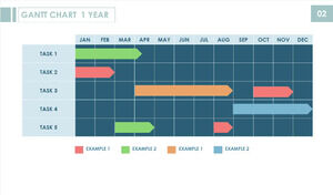 Modello PPT del diagramma di Gantt di dodici mesi blu dell'anno