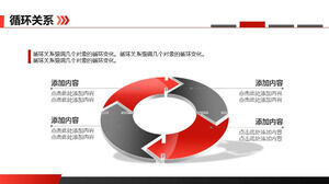 Red and gray four ring circular relationship PPT template