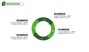 緑のシンプルな円4つの円形の関係PPTテンプレート