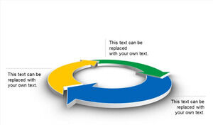 Modelo de PPT de relacionamento circular de anel tridimensional azul, amarelo e verde