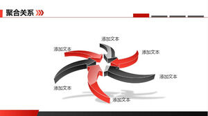 Template PPT hubungan agregasi panah berputar merah dan hitam