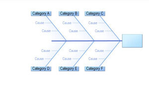 Bahan template PPT diagram tulang ikan biru sederhana