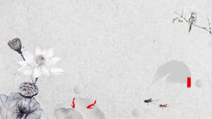 Sei immagini di sfondo PPT del baccello di loto di loto classico dell'inchiostro