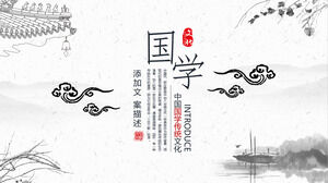 Elegante plantilla PPT de tema de aprendizaje chino de estilo de tinta y lavado