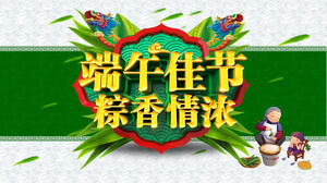 Modello PPT di fragranza di gnocchi di riso Dragon Boat Festival con atmosfera squisita