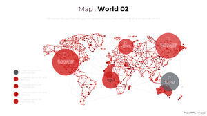 Czerwona kolekcja wykresów PPT na mapie świata