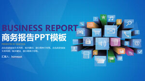 Niebieski raport biznesowy raport z prac projektowych raport otwierający podsumowanie mowy szablon PPT
