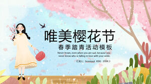 Красивый фестиваль цветения сакуры Весенний шаблон планирования мероприятий PPT