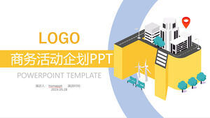 비즈니스 간단한 스타일 노란색과 파란색 배열 이벤트 계획 ppt 템플릿