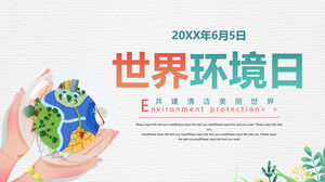 Światowy Dzień Ochrony Środowiska szablon PPT trzymający tło ziemi