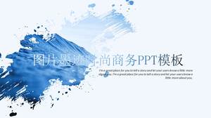 Plantilla PPT de negocio de moda de tinta de imagen creativa azul