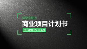 Șablon PPT de plan de proiect de afaceri cu textură verde și neagră