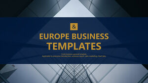 Modelo de PPT de negócios de atmosfera simples de estilo europeu e americano azul escuro