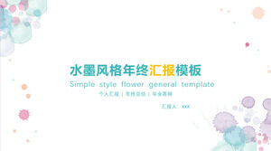 Small fresh watercolor smudge spots PPT template Small fresh watercolor smudge spots PPT template