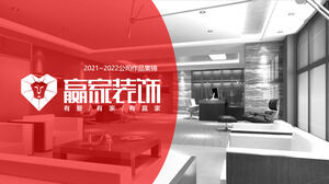 Modello PPT per l'introduzione dell'azienda di interior design e decorazione rossa