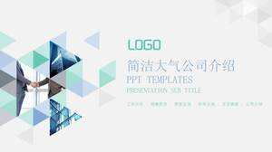 Blue and green simple creative triangle company introduction PPT template