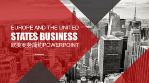 Template PPT laporan kerja gaya bisnis Eropa dan Amerika merah