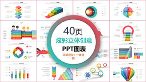 Renkli üç boyutlu paralel ilişki iş PPT şeması