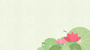 Imagine de fundal PPT de lotus de vânt tăiat cu hârtie de desene animate