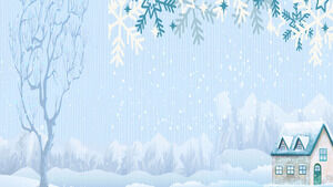 Image de fond PPT de petite maison de forêt d'hiver de deux dessins animés