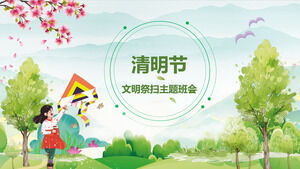 Modelo de PPT de reunião de classe de tema de sacrifício de civilização do festival Qingming