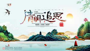 The origin of Qingming Festival traditional customs PPT template 2