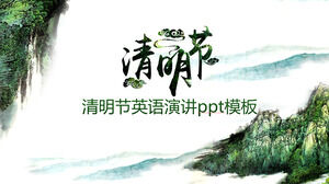 Basit ve taze bir atmosfer Qingming Festivali İngilizce konuşma ppt şablonu