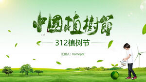 312 Green Chinese Arbor Day ppt-Vorlage