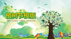 3.12 Arbor Day zielony ekologiczny szablon mowy o ochronie środowiska PPT