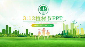 3.12 Template kartun Arbor Day PPT template