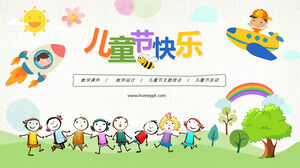Happy Children's Day - cute cartoon 61 Children's Day ppt template