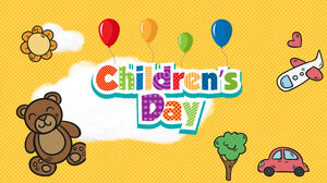 Giornata dei bambini Modello PPT per la festa dei bambini con sfondo orso cartone animato