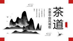 Allgemeine PPT-Vorlage für den Nachbesprechungsbericht im chinesischen Stil mit Tinte