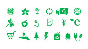 100+ zielone ikony tematyczne ppt ochrony środowiska wektor