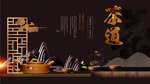 Plantilla PPT de presentación de diapositivas de estilo antiguo de la ceremonia del té