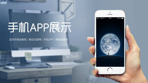 APP ponsel minimalis putih menampilkan template PPT belanja online seluler bisnis seluler