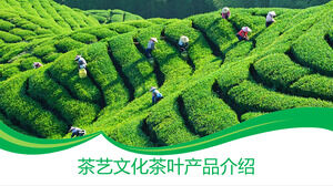 Modelo de PPT de introdução de produtos de chá de cultura de arte de chá verde minimalista