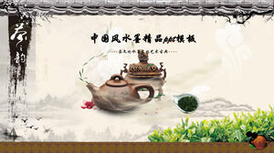 Șablon PPT pentru ceainic de lut violet pentru cultura de ceai